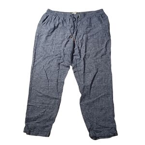Ellen Tracy Linen Ladies Size Large Comfy Drawstring Pants Pockets Beachy Blue